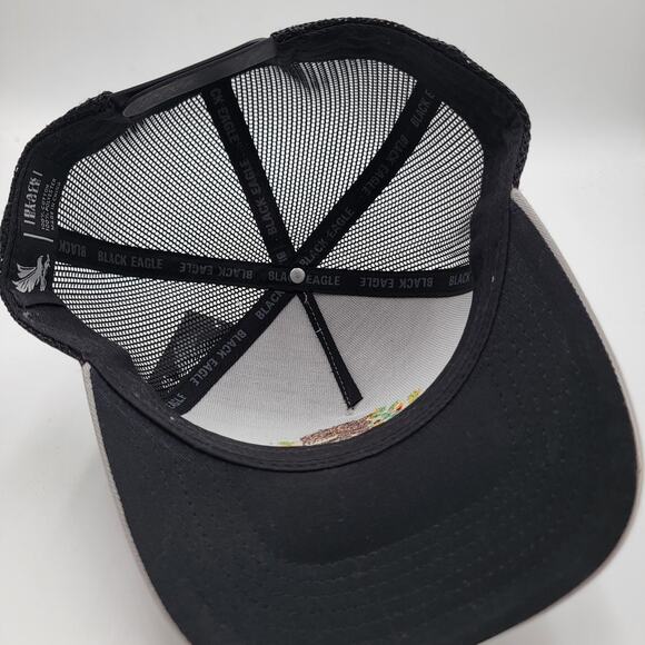Black Eagle Hat Cap Snap Back Gray Mexico Flag Trucker Mesh Embroidered Mens - Picture 7 of 8